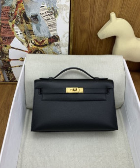 에르메스 켈리 포쉐트 스위프트 블랙 금장